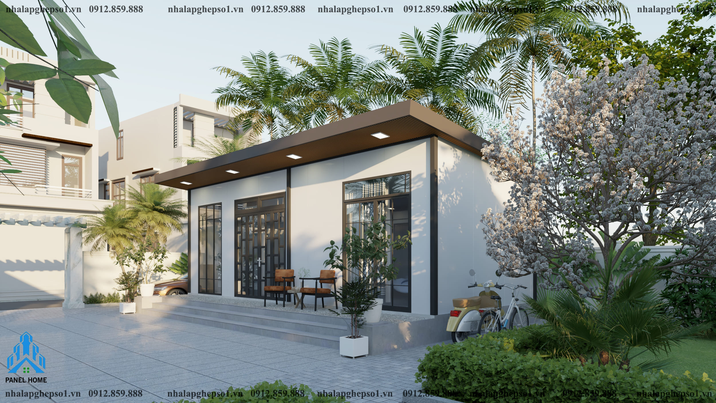 Thiết kế nhà lắp ghép có 2 phòng ngủ