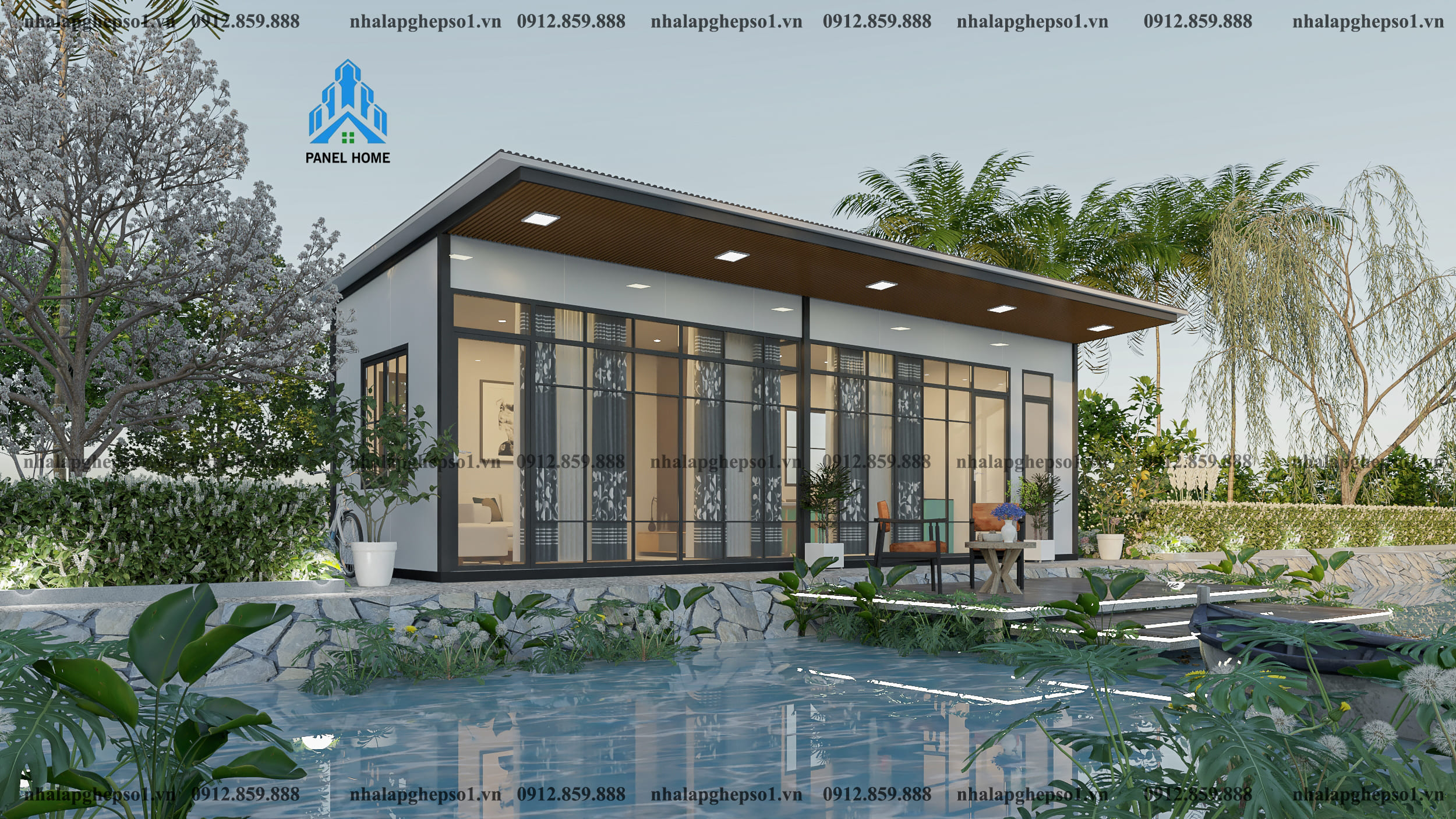 Nhà lắp ghép có bể bơi